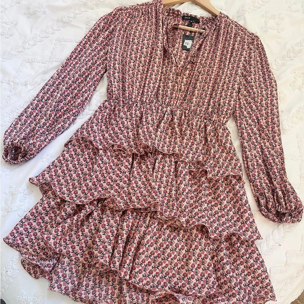 Maje Pink Patterned Mini Dress